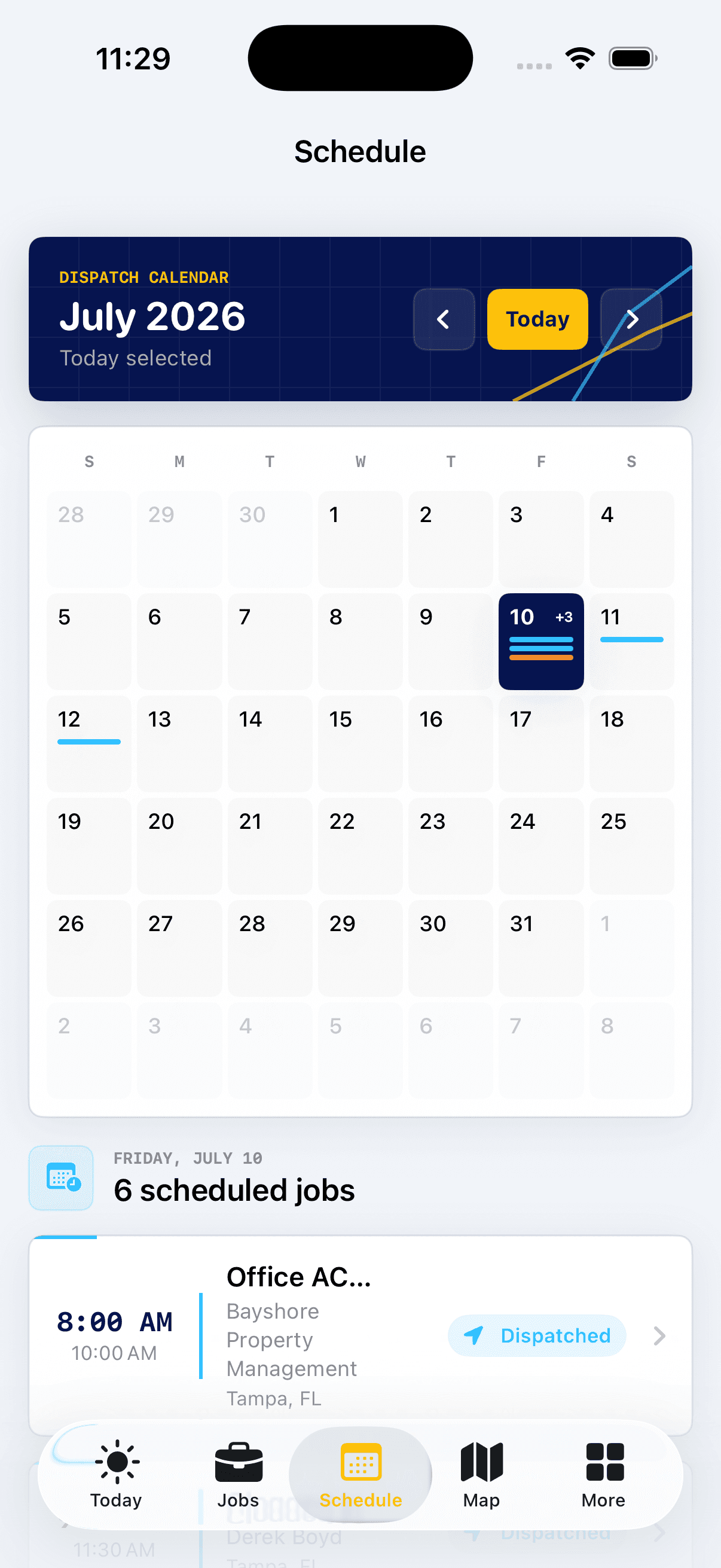 Job Fleet full month scheduling calendar